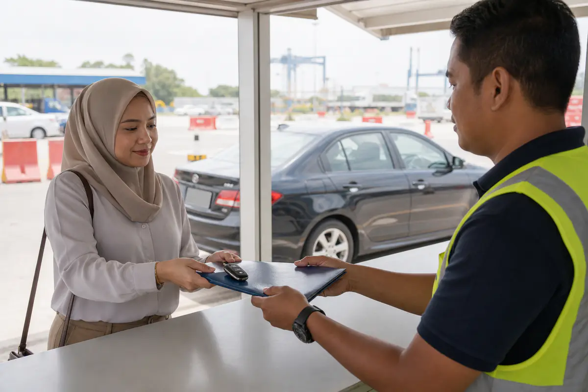 Serahan kenderaan Malaysia secara natural di kaunter terminal selamat
